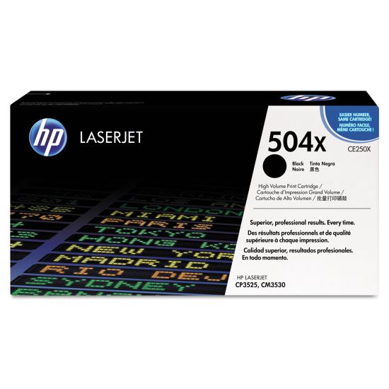 HP 504X, (CE250X) High-Yield Black Original LaserJet Toner Cartridge 1