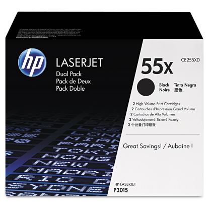 HP 55X, (CE255X-D) 2-Pack High-Yield Black Original LaserJet Toner Cartridges 1