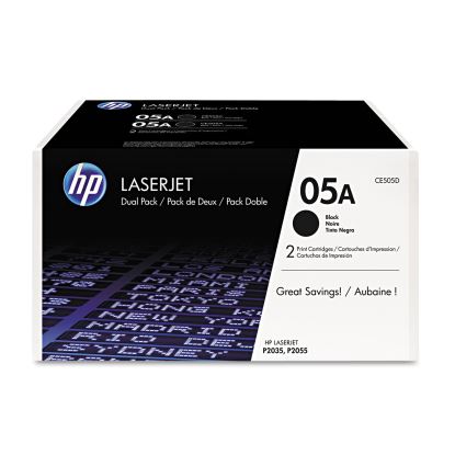 HP 05A, (CE505D) 2-Pack Black Original LaserJet Toner Cartridges 1