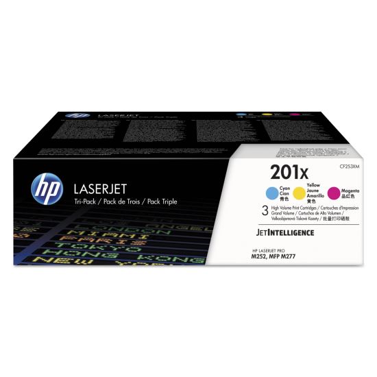 HP 201X, (CF253X-M) 3-Pack High-Yield Cyan/Magenta/Yellow Original LaserJet Toner Cartridges 1