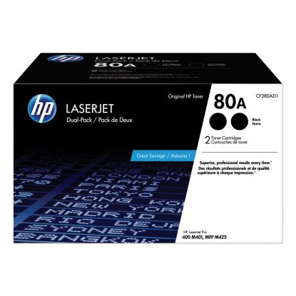 HP 80A, (CF280A-D) 2-Pack Black Original LaserJet Toner Cartridges 1