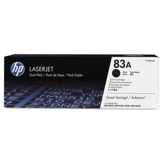 HP 83A, (CF283A-D) 2-Pack Black Original LaserJet Toner Cartridges 1