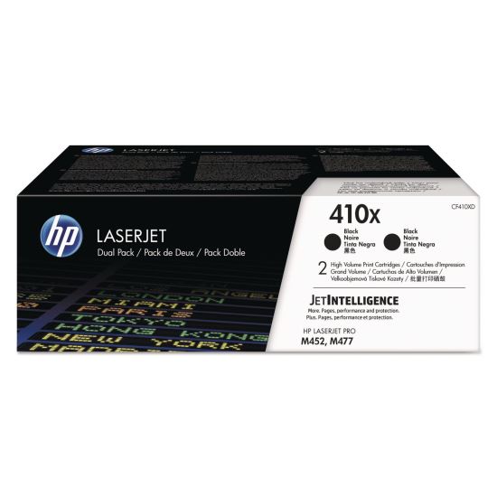 HP 410X, (CF410X-D) 2-Pack High-Yield Black Original LaserJet Toner Cartridges 1
