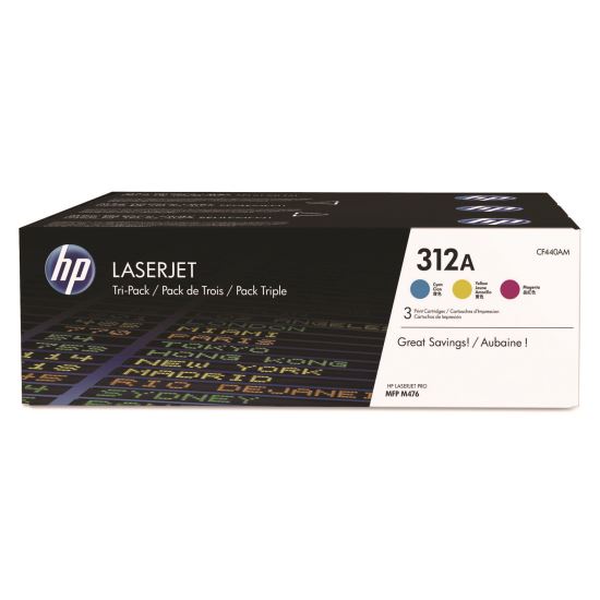 HP 312A (CF440A-M) 3-Pack Cyan/Magenta/Yellow Original LaserJet Toner Cartridges 1