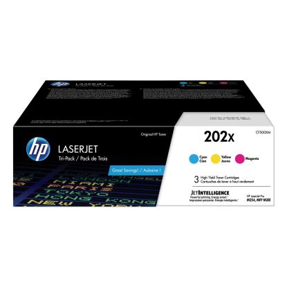 HP 202X, (CF500X-M) 3-Pack High-Yield Cyan/Magenta/Yellow Original LaserJet Toner Cartridges 1