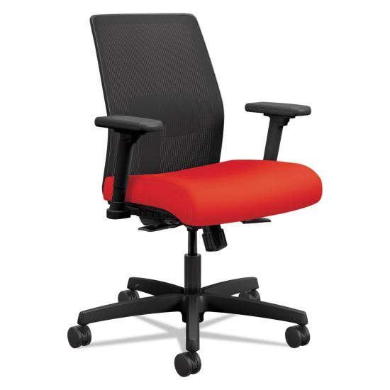 Ignition 2.0 4-Way Stretch Low-Back Mesh Task Chair, Supports 300 lb, 17" to 21" Seat Height, Ruby Seat, Black Back/Base 1