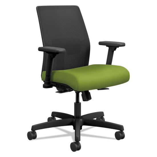 Ignition 2.0 4-Way Stretch Low-Back Mesh Task Chair, Supports 300 lb, 17" to 21" Seat Height, Pear Seat, Black Back/Base 1