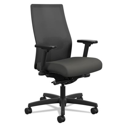 Ignition 2.0 4-Way Stretch Mid-Back Mesh Task Chair, Supports 300 lb, 17" to 21" Seat Height, Iron Ore Seat, Black Back/Base 1