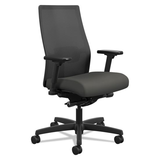 Ignition 2.0 4-Way Stretch Mid-Back Mesh Task Chair, Supports 300 lb, 17" to 21" Seat Height, Iron Ore Seat, Black Back/Base 1