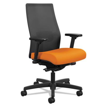 Ignition 2.0 4-Way Stretch Mid-Back Mesh Task Chair, Supports 300 lb, 17" to 21" Seat Height, Apricot Seat, Black Back/Base 1