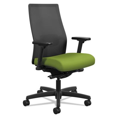 Ignition 2.0 4-Way Stretch Mid-Back Mesh Task Chair, Supports 300 lb, 17" to 21" Seat Height, Pear Seat, Black Back/Base 1