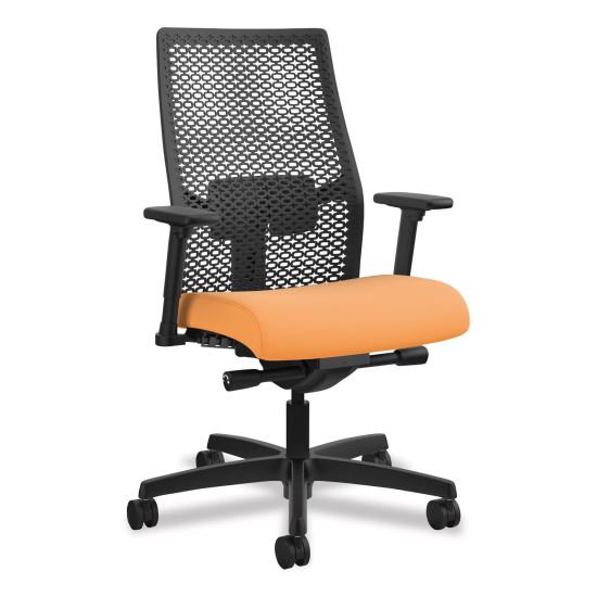 Ignition 2.0 Reactiv Mid-Back Task Chair, Supports Up to 300 lb, 17" to 22" Seat Height, Apricot Seat, Black Back/Base 1