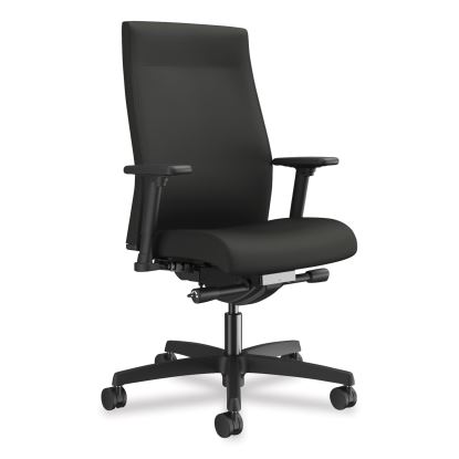 Ignition 2.0 Upholstered Mid-Back Task Chair With Lumbar, Supports 300 lb, 17" to 22" Seat, Iron Ore Seat/Back, Black Base 1