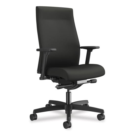 Ignition 2.0 Upholstered Mid-Back Task Chair With Lumbar, Supports 300 lb, 17" to 22" Seat, Iron Ore Seat/Back, Black Base 1