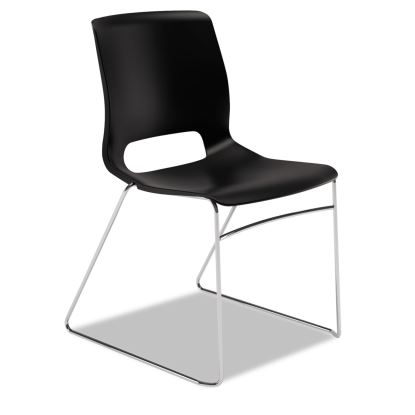 Motivate High-Density Stacking Chair, Supports Up to 300 lb, Onyx Seat, Black Back, Chrome Base, 4/Carton 1