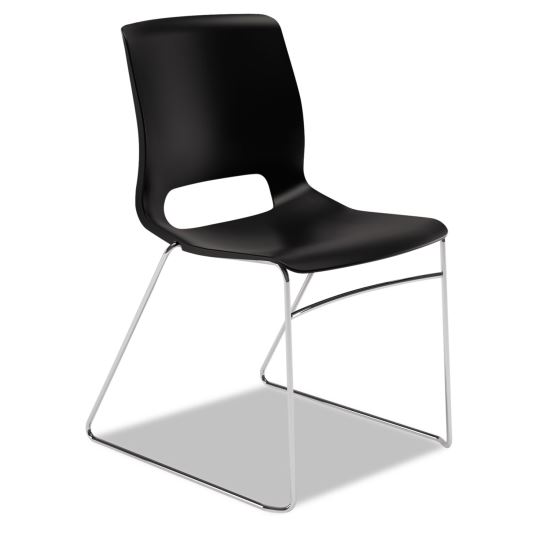 Motivate High-Density Stacking Chair, Supports Up to 300 lb, Onyx Seat, Black Back, Chrome Base, 4/Carton 1