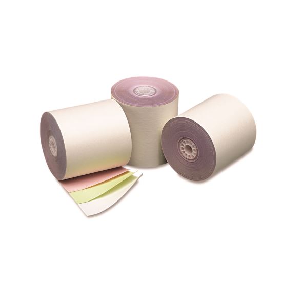 Impact Printing Carbonless Paper Rolls, 3" x 70 ft, White/Canary/Pink, 50/Carton 1
