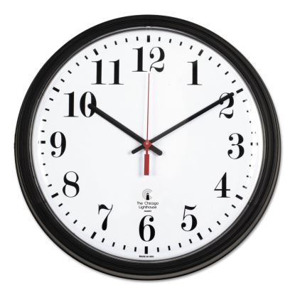 Black Quartz CONTRACT Clock, 13.75" Overall Diameter, Black Case, 1 AA (sold separately) 1