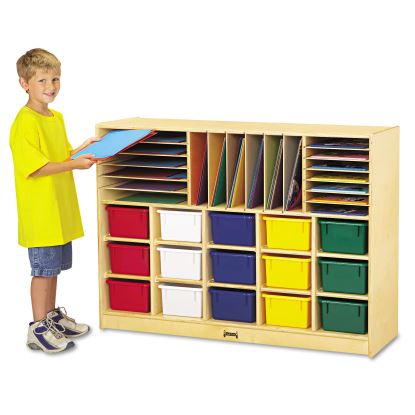 Sectional Mobile Cubbie, No Trays, 48w x 15d x 35-1/2h, Birch 1