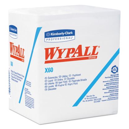 General Clean X60 Cloths, 1/4 Fold, 12.5 x 13, White, 76/Box, 12 Boxes/Carton 1