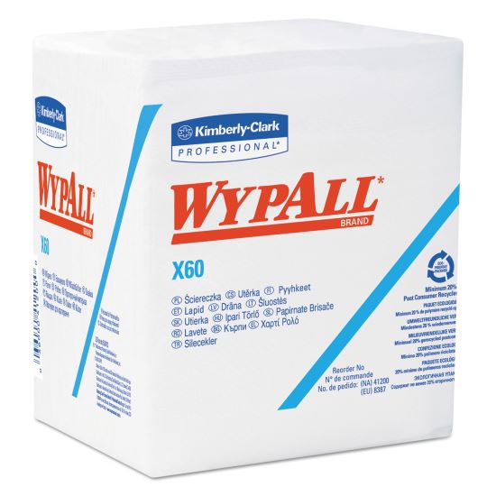 General Clean X60 Cloths, 1/4 Fold, 12.5 x 13, White, 76/Box, 12 Boxes/Carton 1