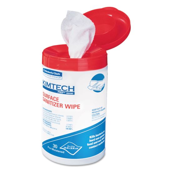 Surface Sanitizer Wipe, 12 x 12, Unscented, White, 30/Canister 1