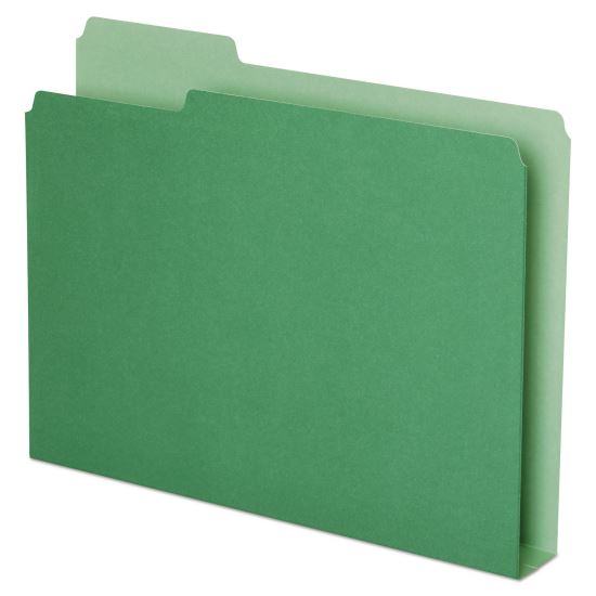 Double Stuff File Folders, 1/3-Cut Tabs: Assorted, Letter Size, 1.5" Expansion, Green, 50/Pack 1