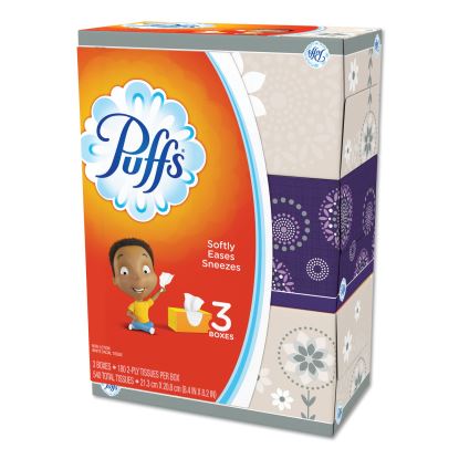 White Facial Tissue, 2-Ply, White, 180 Sheets/Box, 3 Boxes/Pack 1