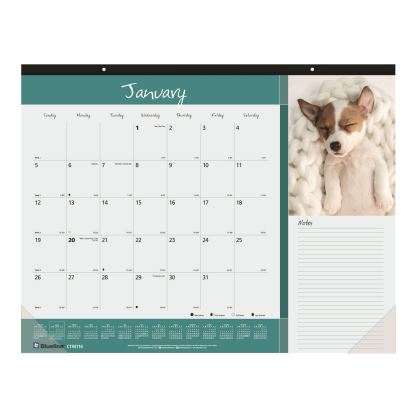 Pets Collection Monthly Desk Pad, Puppies Photography, 22 x 17, Black Binding, Clear Corners, 12-Month (Jan to Dec): 2023 1