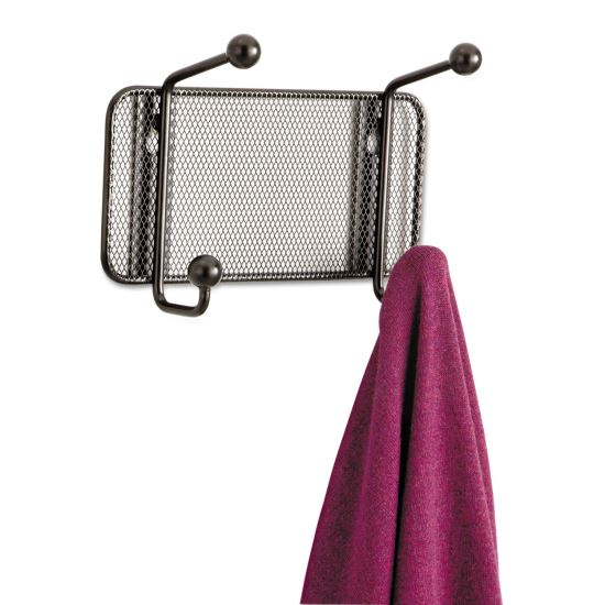Onyx Mesh Wall Racks, 2-Hook, 8.5w x 3d x 5.5h, Black 1