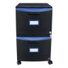 Two-Drawer Mobile Filing Cabinet, 2 Legal/Letter-Size File Drawers, Black/Blue, 14.75" x 18.25" x 26" 1