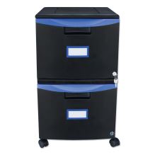 Two-Drawer Mobile Filing Cabinet, 2 Legal/Letter-Size File Drawers, Black/Blue, 14.75" x 18.25" x 26" 1