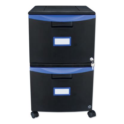 Two-Drawer Mobile Filing Cabinet, 2 Legal/Letter-Size File Drawers, Black/Blue, 14.75" x 18.25" x 26" 1