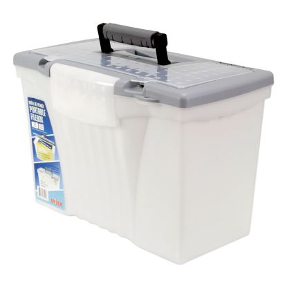 Portable Letter/Legal Filebox with Organizer Lid, Letter/Legal Files, 14.5" x 10.5" x 12", Clear/Silver 1