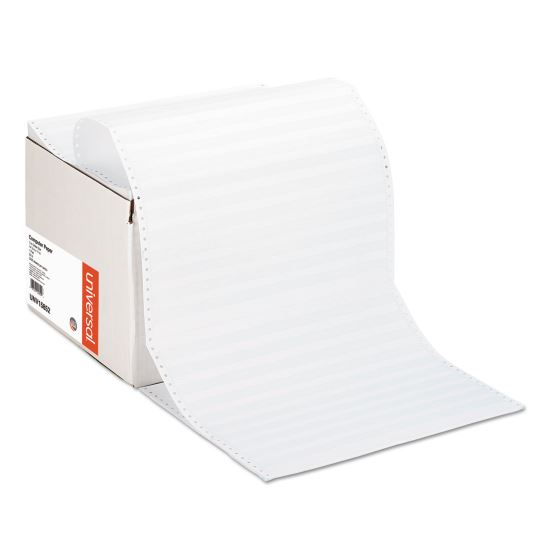 Printout Paper, 1-Part, 20 lb Bond Weight, 14.88 x 11, White/Green Bar, 2,400/Carton 1