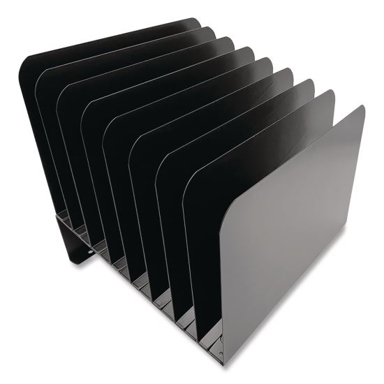 Steel Vertical File Organizer, Inclined, 8 Sections, Letter Size Files, 9.75 x 11 x 10, Black1