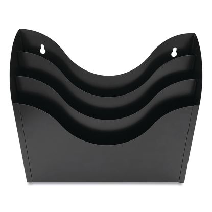 Three-Compartment Steel Wall Sorter, 3 Sections, Legal/Letter Size, 13" x 3.5" x 11.25", Black1