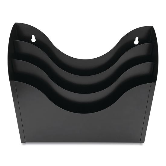 Three-Compartment Steel Wall Sorter, 3 Sections, Legal/Letter Size, 13" x 3.5" x 11.25", Black1