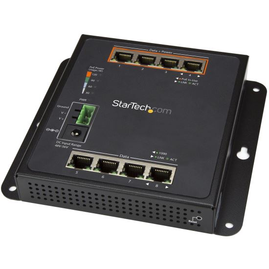 StarTech.com IES81GPOEW network switch Managed L2 Gigabit Ethernet (10/100/1000) Power over Ethernet (PoE) Black 1