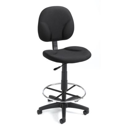 Boss Stand Up Fabric Drafting Stool with Foot Rest, Black 1