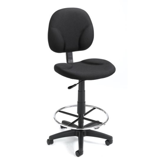 Boss Stand Up Fabric Drafting Stool with Foot Rest, Black 1