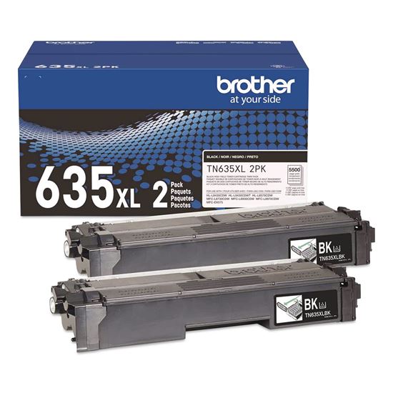 TN635XL High-Yield Toner, 7,500 Page-Yield, Black, 2/Pack1