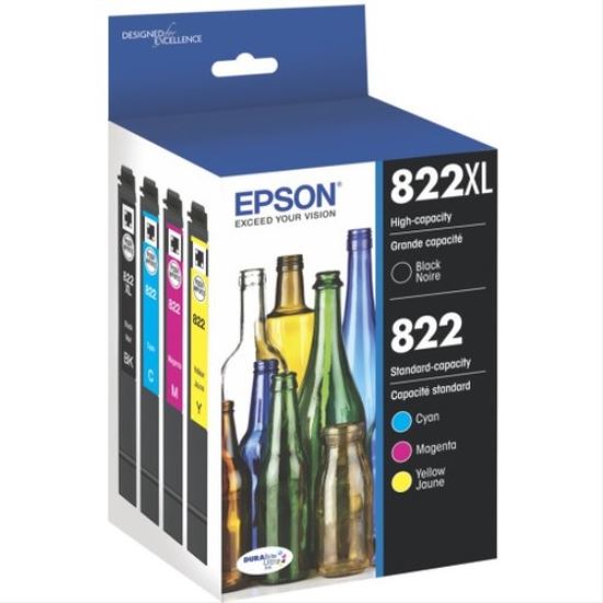 Epson DURABrite Ultra 822XL/822 Original High/Standard Yield Inkjet Ink Cartridge - Black, Cyan, Magenta, Yellow - 4 / Pack 1