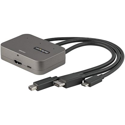 StarTech.com 3-in-1 Multiport to HDMI Adapter, 4K 60Hz USB-C, HDMI or Mini DP to HDMI Video Converter, Conference Room Digital AV Adapter 1