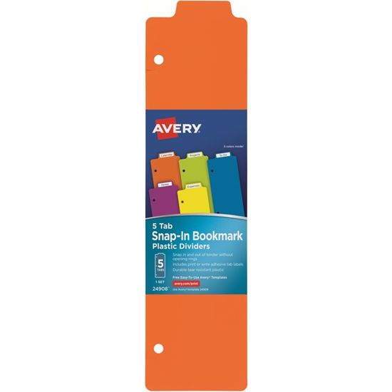 Avery&reg; Snap-In Plastic Bookmark Dividers, 5 Tabs, 1 Set, Multicolor (24908) 1