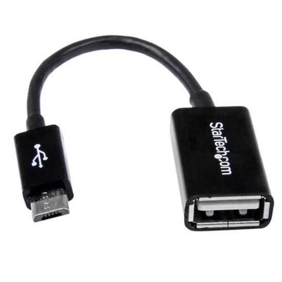 StarTech.com UUSBOTG USB cable USB 2.0 5" (0.127 m) Micro-USB B USB A Black 1