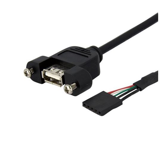 StarTech.com 30 cm Inbouwpaneel USB Kabel - USB A naar Moederbord Aansluitkabel F/F USB cable 11.8" (0.3 m) Black 1