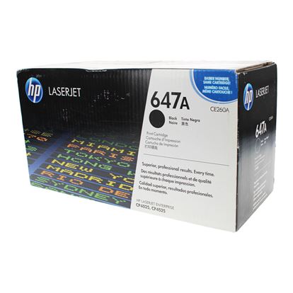OEM HP 647A (CE260A) Toner Cartridge, Black 8.5K Yield 1