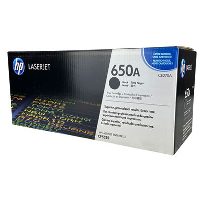 OEM HP 650A (CE270A) Toner Cartridge, Black 13.5K Yield 1