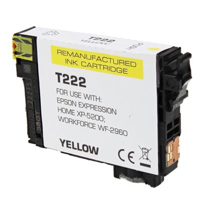 Remanufactured Epson 222 (T222420) Inkjet Cartridge, Yellow 185 Yield, 185 Yield 1